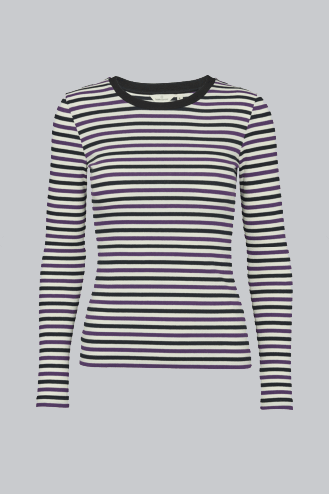 SHIRT LUDMILLA LS TEE GOTS WHISPER WHITE/BLACK