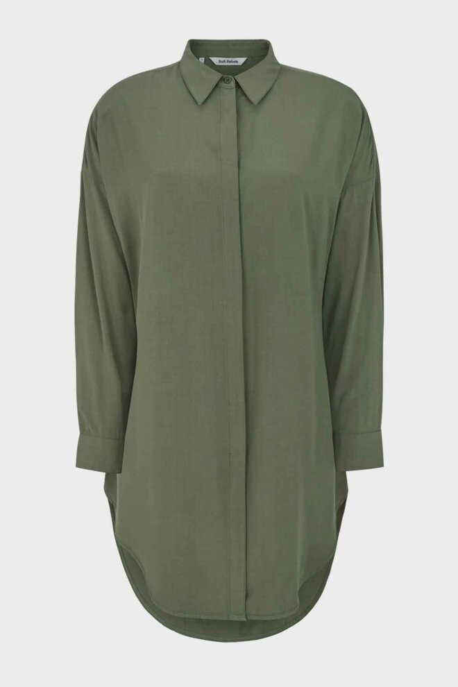 BLUSE SRFREEDOM LONG SHIRT DEEP LICHEN GR