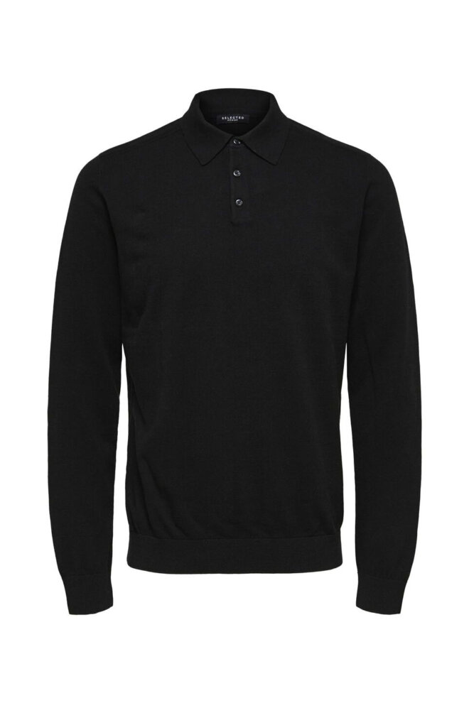 PULLOVER 16092438 SLHBERG LS POLO BLACK