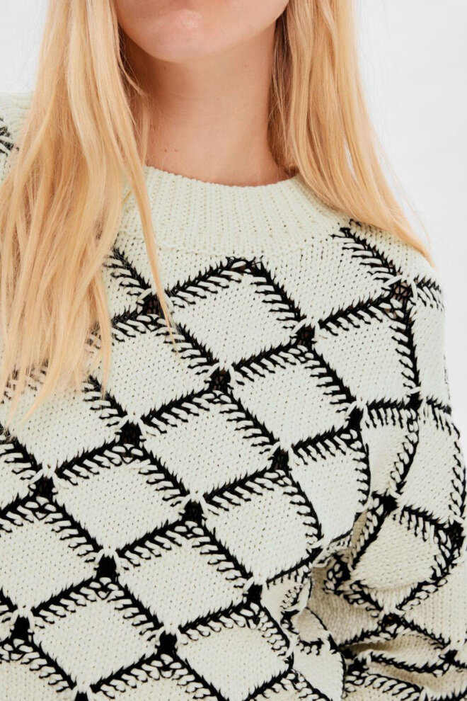 PULLOVER 16090316 SLFOLIVIA LS CROPPED BIRCH