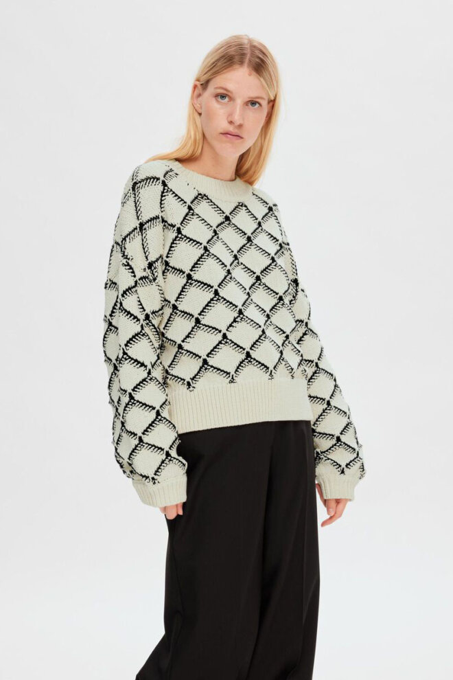 PULLOVER 16090316 SLFOLIVIA LS CROPPED BIRCH