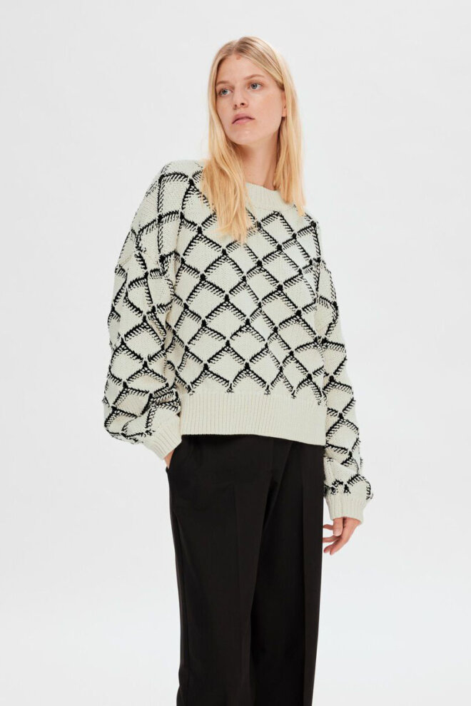 PULLOVER 16090316 SLFOLIVIA LS CROPPED BIRCH