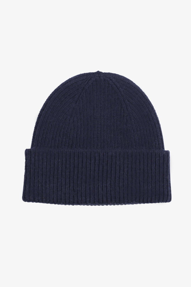 MÜTZE MERINO WOOL BEANIE NAVY BLUE