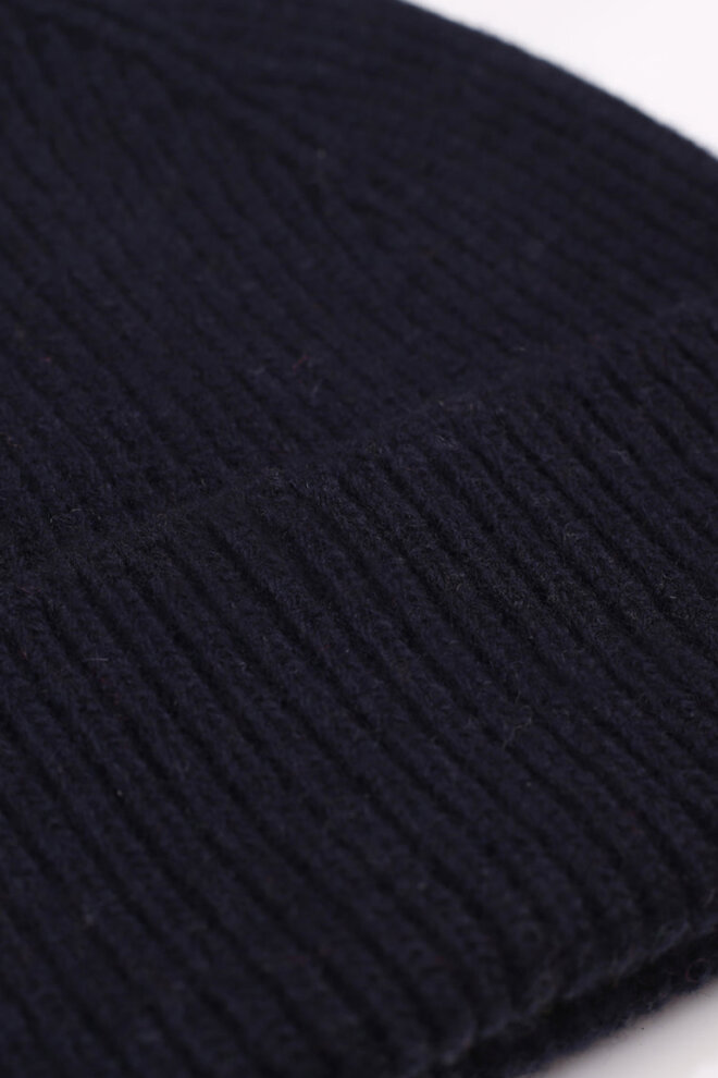 MÜTZE MERINO WOOL BEANIE NAVY BLUE