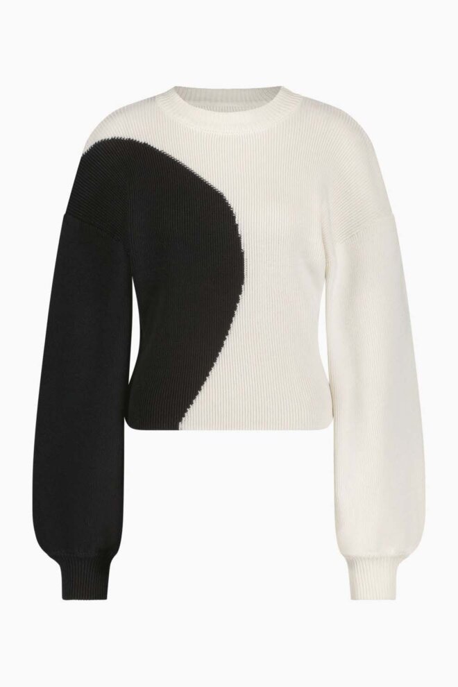 PULLOVER MILA KNITTED BLACK EGG WHITE