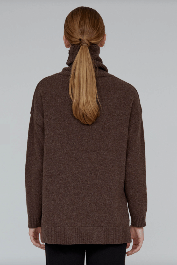 PULLOVER LINE T-NECK BROWN MELANGE