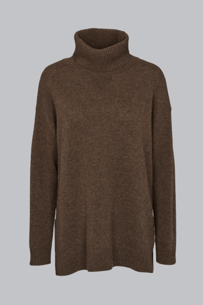 PULLOVER LINE T-NECK BROWN MELANGE