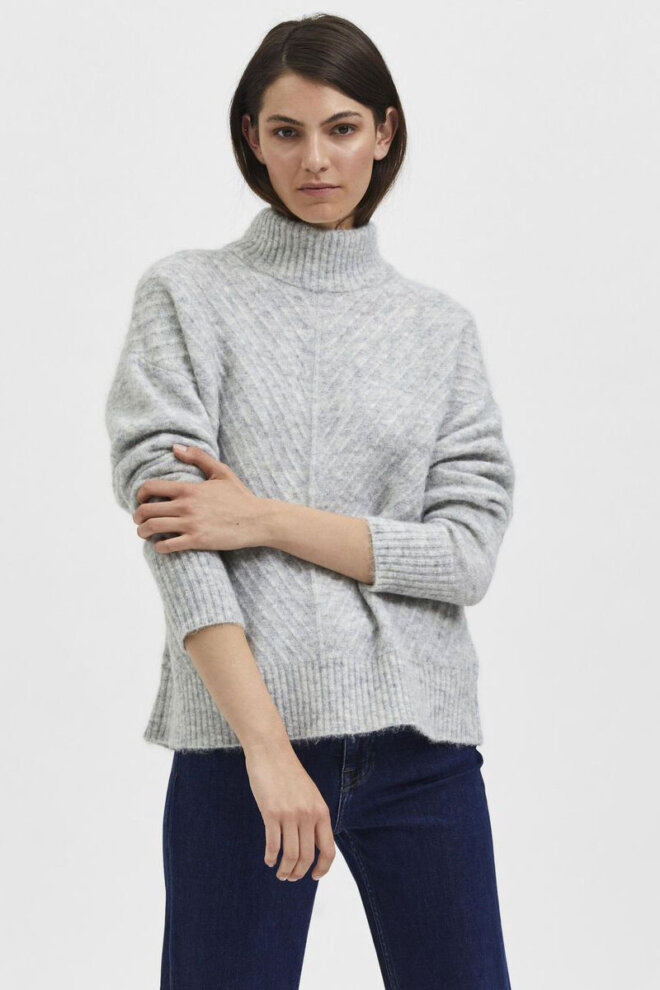 PULLOVER 16087121 SLFSIF SISSE LS LIGHT GREY