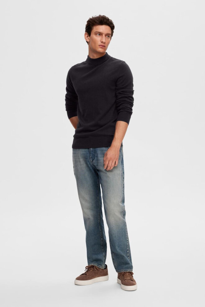 PULLOVER 16090699 SLHCALESB LS KNIT NAVY