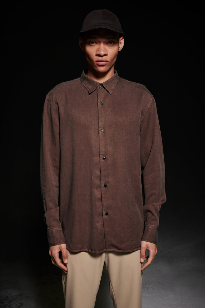 HEMD OSSIAN TENCEL FRENCH ROAST