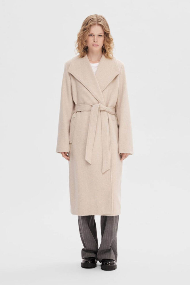 MANTEL 16090093 SLFROSA WOOL COAT SANDSHEL