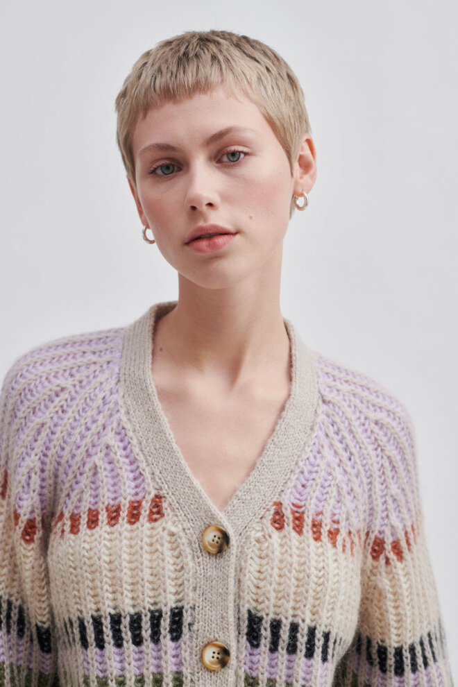 WESTE ROSANNA KNIT CARDIGAN PASTEL LILAC