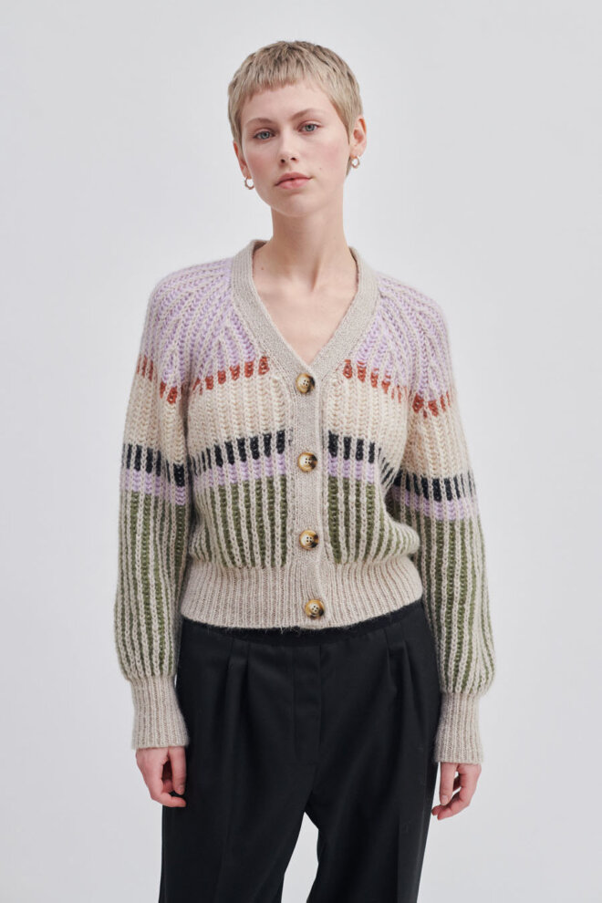 WESTE ROSANNA KNIT CARDIGAN PASTEL LILAC